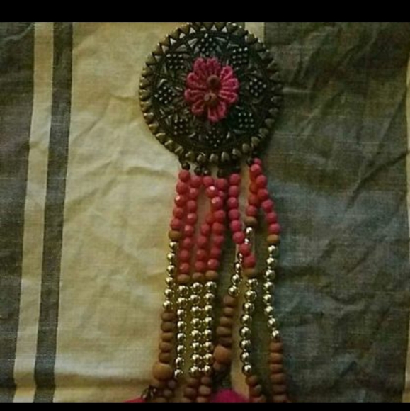 Earrings, boheime, nwot, fuschia - Picture 3 of 8